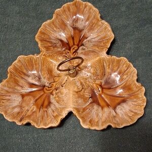 Vintage Artistic Ceramic Floral Dish Aw718 Calif USA On Back